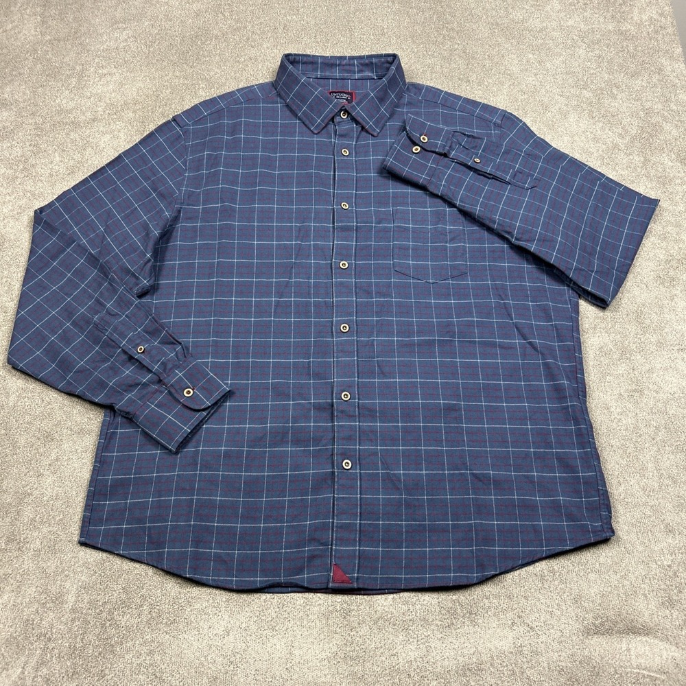 Untuckit Flannel Shirt Mens 2XL Blue Plaid Button Up Long Sleeve Casual Balar - Picture 2 of 9